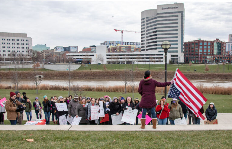 Protesters peacefully protesting The “Heartbeat” Bill