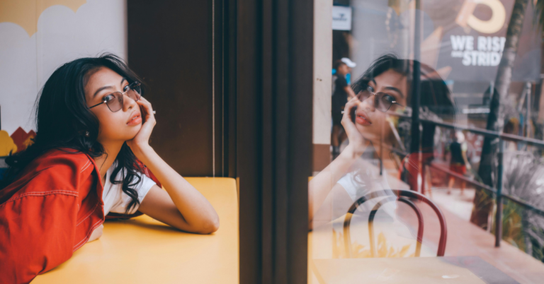 Woman sitting in cafe